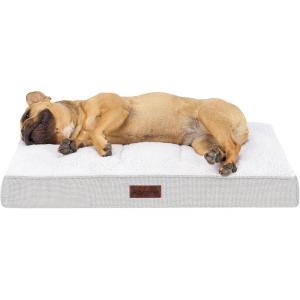 Furhaven Orthopedic Dog Bed for Large Dogs w/ Removable Washable Cover, For Dogs Up to 95 lbs – Ultra Plush Faux Fur & Suede Mattress – Gray, Jumbo/XL(Light Gray)