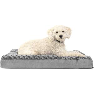 Furhaven Orthopedic Dog Bed for Large Dogs w/ Removable Washable Cover, For Dogs Up to 95 lbs – Ultra Plush Faux Fur & Suede Mattress – Gray, Jumbo/XL(Minky Gray)