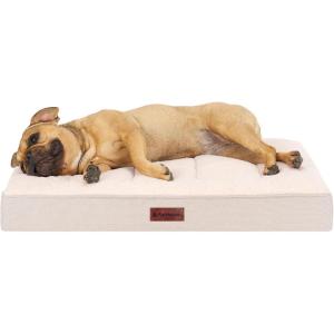 Furhaven Orthopedic Dog Bed for Large Dogs w/ Removable Washable Cover, For Dogs Up to 95 lbs – Ultra Plush Faux Fur & Suede Mattress – Gray, Jumbo/XL(Wheat)