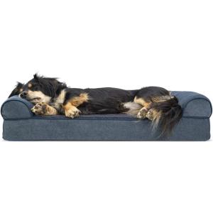 Furhaven Orthopedic Dog Bed for Large/Medium Dogs w/ Removable Bolsters & Washable Cover, For Dogs Up to 55 lbs – Plush & Suede Sofa – Gray, Large(Orion Blue)