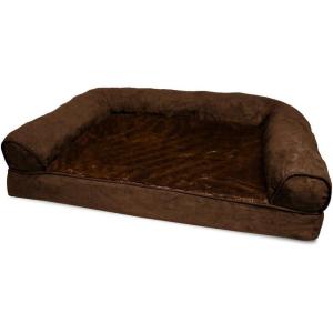 Furhaven Orthopedic Dog Bed for Medium/Small Dogs w/ Removable Bolsters & Washable Cover, For Dogs Up to 35 lbs – Plush & Suede Sofa – Espresso, Medium((Plush & Suede) Espresso)