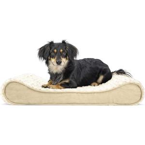 Furhaven Orthopedic Dog Bed for Medium/Small Dogs w/ Removable Washable Cover, For Dogs Up to 23 lbs – Ultra Plush Faux Fur & Suede Luxe Lounger Contour Mattress – Cream, Medium