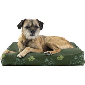 Furhaven Pillow Dog Bed for Medium/Small Dogs w/ Removable Washable Cover – Ultra Plush Faux Fur & Suede Mattress – Cream, Medium(Garden Jungle Green)
