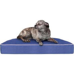 Furhaven Pillow Dog Bed for Medium/Small Dogs w/ Removable Washable Cover – Ultra Plush Faux Fur & Suede Mattress – Cream, Medium(Polycanvas Blue)