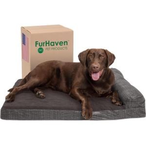 Furhaven Replacement Dog Bed Cover Berber & Suede Blanket Top Mattress, Machine Washable – Espresso, Large(Chaise – Quilted Fleece & Print Suede (Espresso))