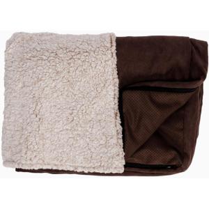 Furhaven Replacement Dog Bed Cover Sherpa & Chenille Sofa-Style, Machine Washable – Coffee, Medium(Blanket Top – Berber & Suede (Espresso))