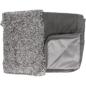 Furhaven Replacement Dog Bed Cover Sherpa & Chenille Sofa-Style, Machine Washable – Coffee, Medium(Blanket Top – Berber & Suede (Gray))