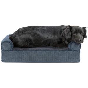 Furhaven Replacement Dog Bed Cover Sherpa & Chenille Sofa-Style, Machine Washable – Coffee, Medium((Sherpa & Chenille) Orion Blue)