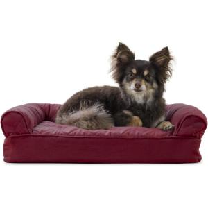 Furhaven Replacement Dog Bed Cover Sherpa & Chenille Sofa-Style, Machine Washable – Coffee, Medium(Wine Red (Quilted Sofa))
