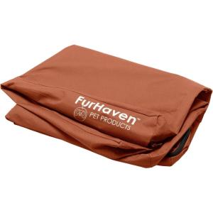 Furhaven Replacement Dog Bed Cover Water-Resistant Indoor/Outdoor Logo Print Oxford Polycanvas Mattress, Washable – Chestnut, Jumbo (X-Large)(Chestnut)