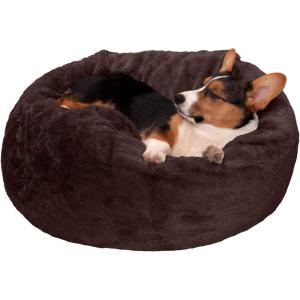 Furhaven Soft & Cozy Dog Bed for Large/Medium Dogs, Refillable w/ Removable Washable Cover & Liner, For Dogs Up to 55 lbs – Plush Faux Fur Bean Bag Style Ball Bed – Espresso, Large(Plush Faux Fur (Espresso))