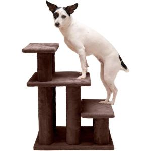 Furhaven Steady Paws Multi-Step Pet Stairs for High Beds & Sofas – Gray, 4-Step(Brown)