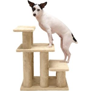 Furhaven Steady Paws Multi-Step Pet Stairs for High Beds & Sofas – Gray, 4-Step(Cream)