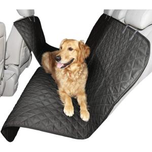 Furhaven Universal Water-Resistant Quilted Hammock-Style Backseat or Cargo Area Protector – Black, One Size