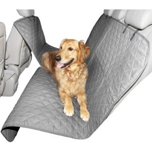 Furhaven Universal Water-Resistant Quilted Hammock-Style Backseat or Cargo Area Protector – Gray, One Size