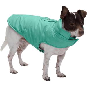 Furhaven Water-Repellent & Reversible XS Dog Coat, Washable & Reflective w/ Leash Access, Pocket, & Carry-On Purse – Puffer Dog Jacket – Mint, Extra Small