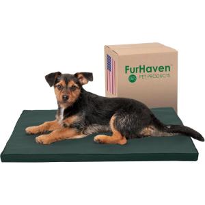 Furhaven Water-Resistant Dog Bed for Extra Small Dogs w/ Removable Washable Cover, Perfect for Crates & Kennels, For Dogs Up to 12 lbs – Two-Tone Reversible Crate Pad – Green/Gray, Extra Small(Green/Gray)