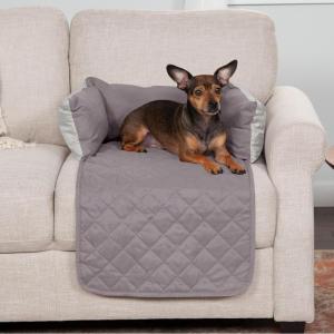 Furhaven Water-Resistant & Reversible 30″ Wide Seat Cover Protector for Dogs & Cats, Perfect for Couches, Beds, & Car Seats – Sofa Buddy Bolster Seating Protector – Gray/Mist, Medium(Gray Almonds (Plush & Almond Print))