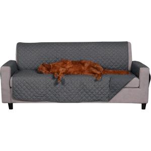 Furhaven Water-Resistant & Reversible Sofa/Couch Cover Protector for Dogs, Cats, & Children – Quilted Polka Paw Living Room Furniture Cover – Gray Brown, Sofa