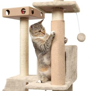 Furhaven Wrap Around Scratching Post Cover for Indoor Cats, Fits Posts Up to 3.5″ Diameter, Durable & Less Mess – Tiger Tough Carpet Scratch Mat – Cream, Extra Large/XL(Scratch Post Cover – Cream)