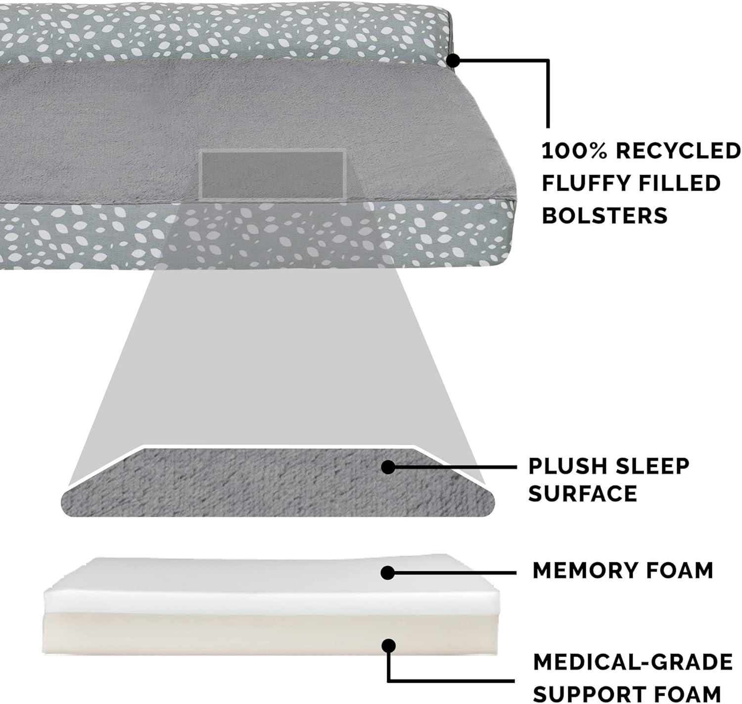 imageFurhaven Memory Foam Dog Bed for Large Dogs w Removable Bolsters ampamp Washable Cover For Dogs Up to 125 lbs Plush ampamp Almond Print L Shaped Chaise Gray Almonds Jumbo PlusXXLGray Almonds