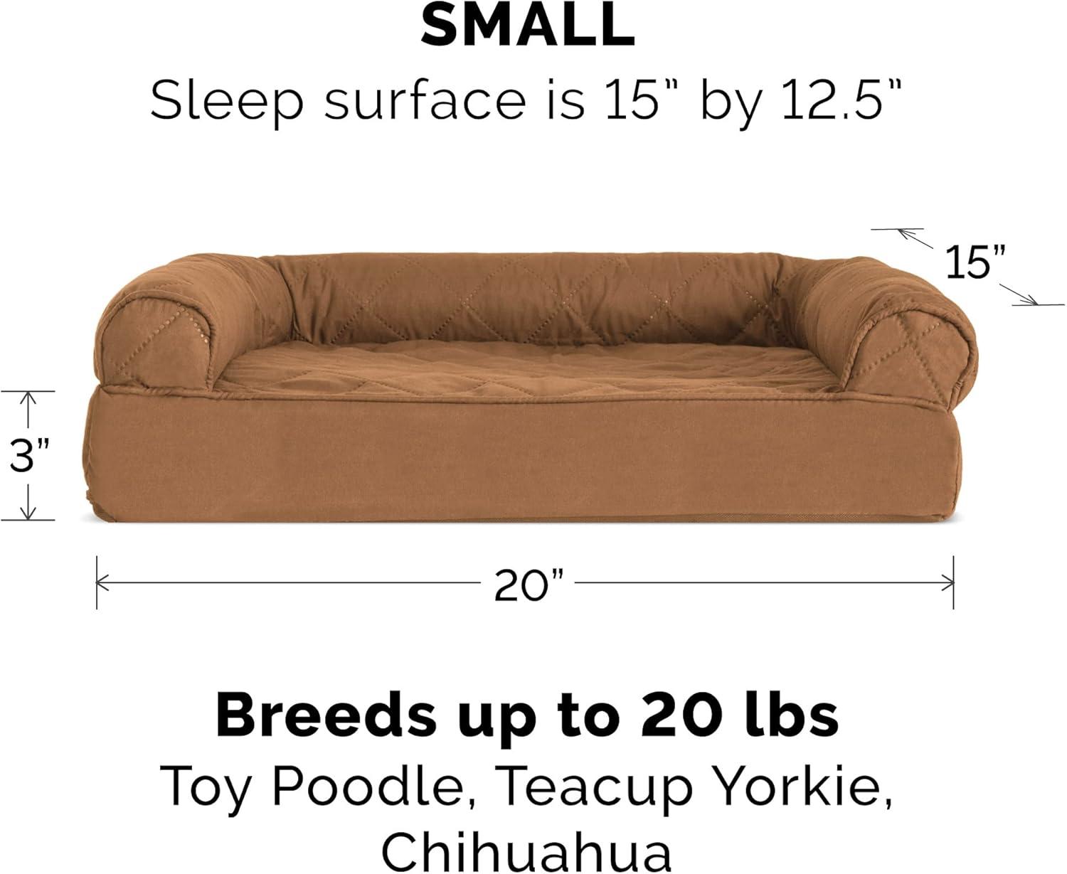 imageFurhaven Memory Foam Dog Bed for Large Dogs w Removable Bolsters ampamp Washable Cover For Dogs Up to 125 lbs Plush ampamp Suede Sofa Gray Jumbo PlusXXLToasted Brown Quilted Sofa