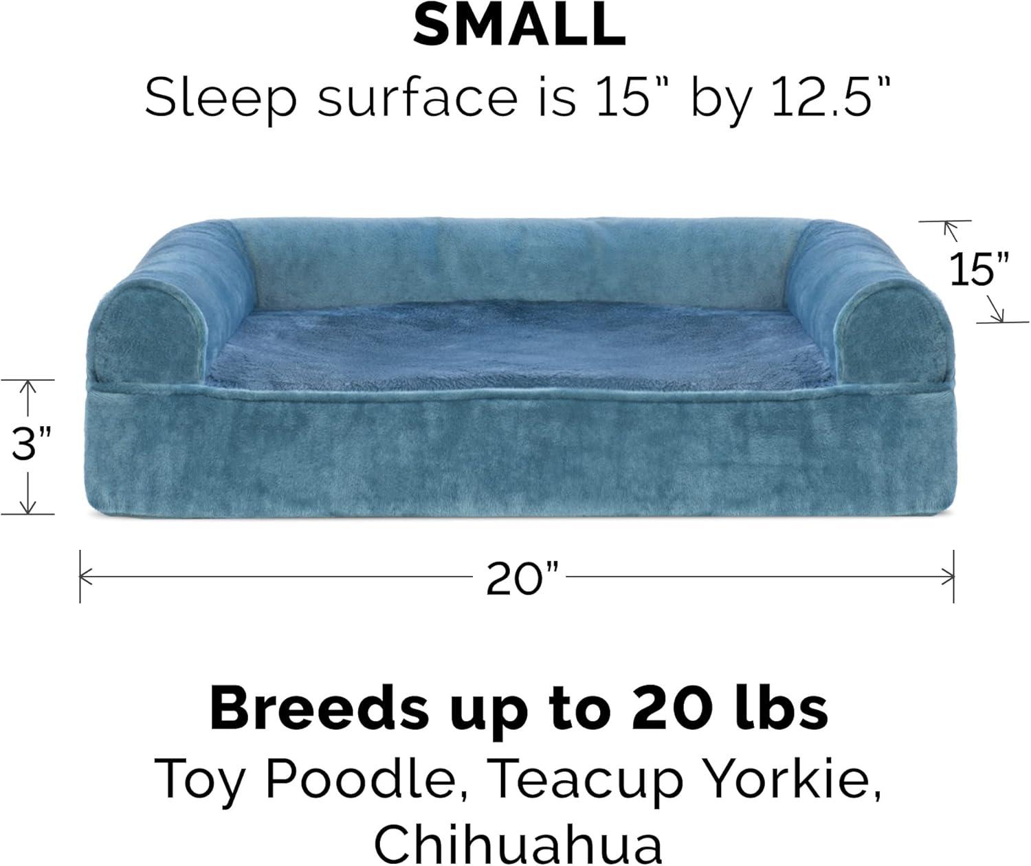 imageFurhaven Memory Foam Dog Bed for Large Dogs w Removable Bolsters ampamp Washable Cover For Dogs Up to 125 lbs Plush ampamp Suede Sofa Gray Jumbo PlusXXLHarbor Blue Faux Fur Velvet