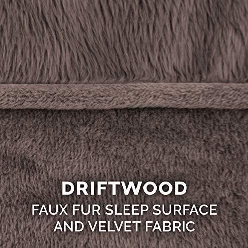 imageFurhaven Memory Foam Dog Bed for Large Dogs w Removable Bolsters ampamp Washable Cover For Dogs Up to 125 lbs Plush ampamp Suede Sofa Gray Jumbo PlusXXLFaux Fur Velvet Driftwood Brown