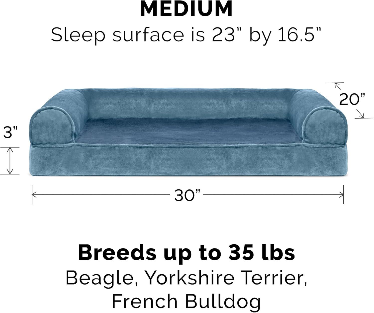 imageFurhaven Memory Foam Dog Bed for Large Dogs w Removable Bolsters ampamp Washable Cover For Dogs Up to 125 lbs Plush ampamp Suede Sofa Gray Jumbo PlusXXLFaux Fur Velvet Harbor Blue