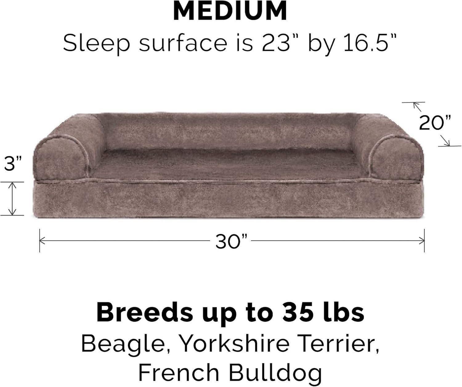 imageFurhaven Memory Foam Dog Bed for Large Dogs w Removable Bolsters ampamp Washable Cover For Dogs Up to 125 lbs Plush ampamp Suede Sofa Gray Jumbo PlusXXLFaux Fur Velvet Driftwood Brown
