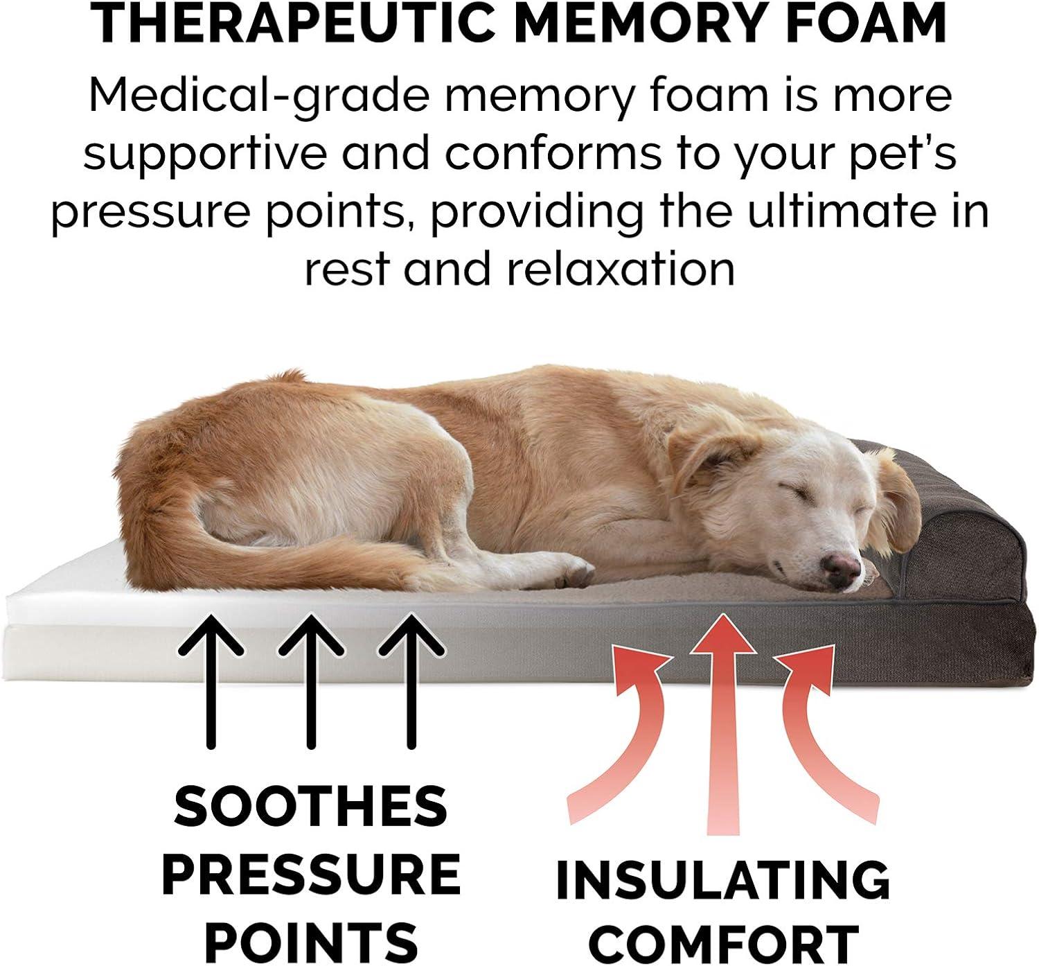 imageFurhaven Memory Foam Dog Bed for Large Dogs w Removable Bolsters ampamp Washable Cover For Dogs Up to 95 lbs Sherpa ampamp Chenille Sofa Orion Blue JumboXLSherpa Chenille Coffee