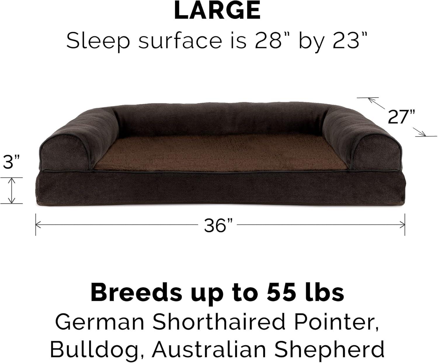 imageFurhaven Memory Foam Dog Bed for Large Dogs w Removable Bolsters ampamp Washable Cover For Dogs Up to 95 lbs Sherpa ampamp Chenille Sofa Orion Blue JumboXLSherpa Chenille Coffee