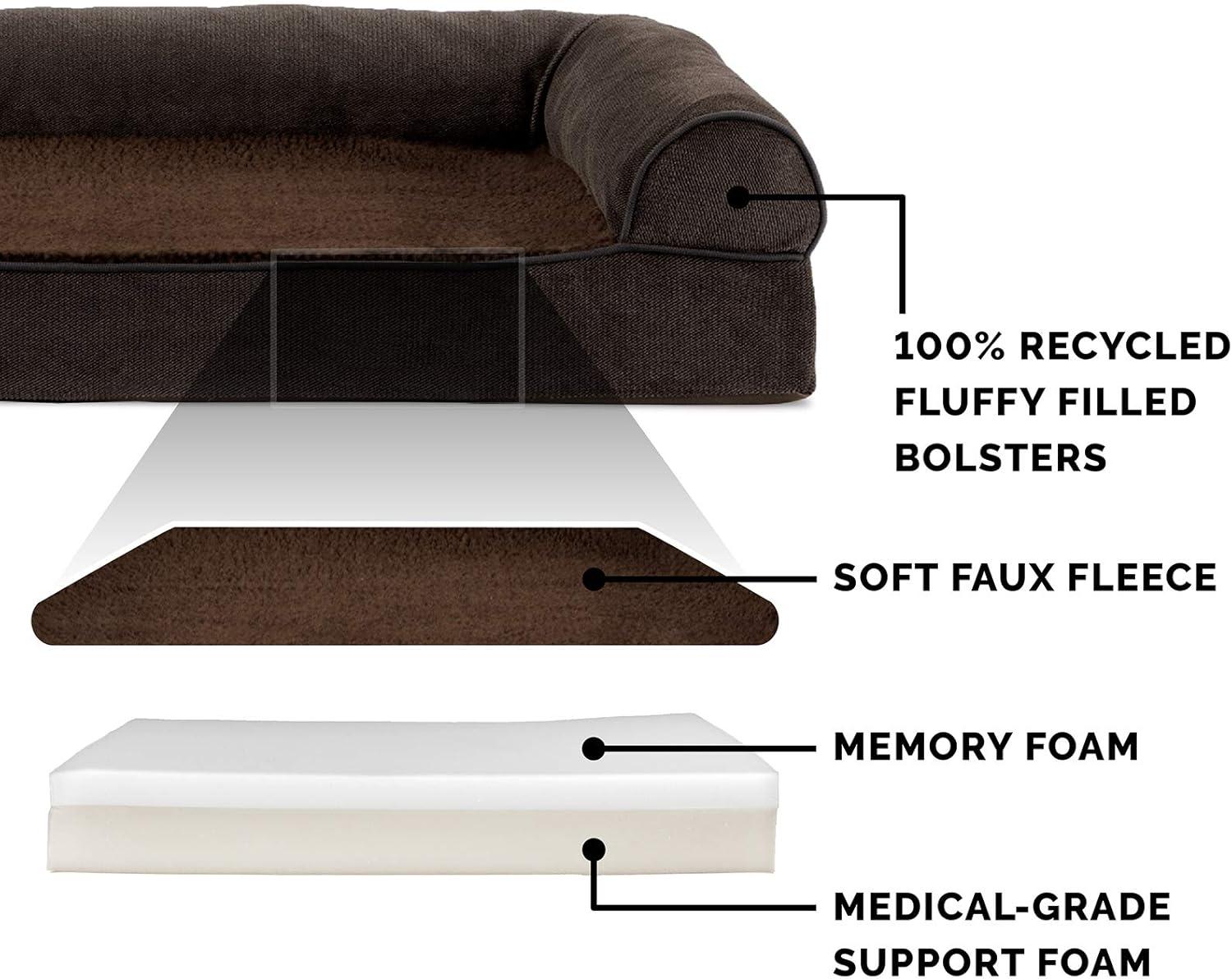 imageFurhaven Memory Foam Dog Bed for Large Dogs w Removable Bolsters ampamp Washable Cover For Dogs Up to 95 lbs Sherpa ampamp Chenille Sofa Orion Blue JumboXLSherpa Chenille Coffee