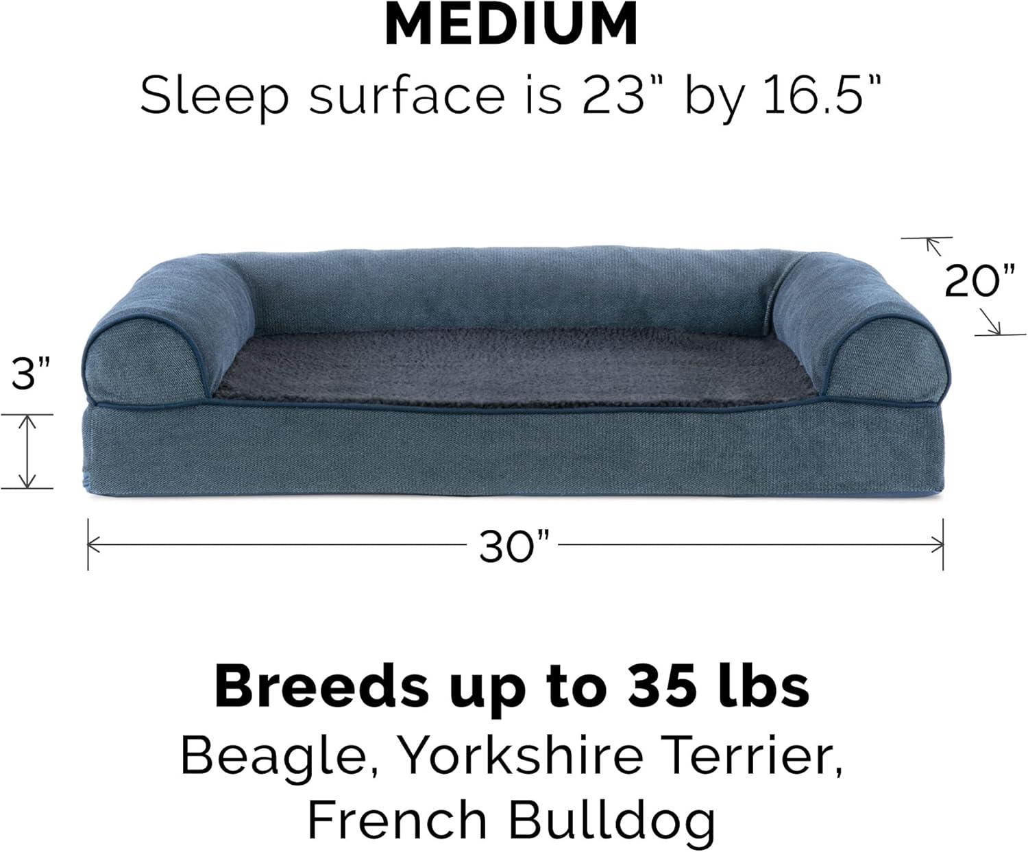 imageFurhaven Memory Foam Dog Bed for Large Dogs w Removable Bolsters ampamp Washable Cover For Dogs Up to 95 lbs Sherpa ampamp Chenille Sofa Orion Blue JumboXLSherpa Chenille Orion Blue