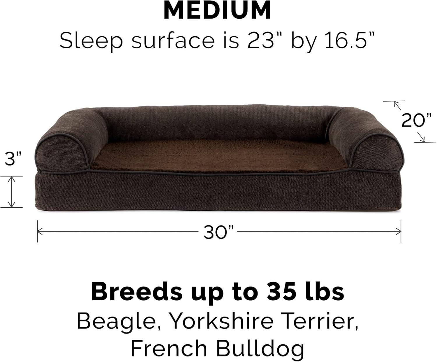 imageFurhaven Memory Foam Dog Bed for Large Dogs w Removable Bolsters ampamp Washable Cover For Dogs Up to 95 lbs Sherpa ampamp Chenille Sofa Orion Blue JumboXLSherpa Chenille Coffee