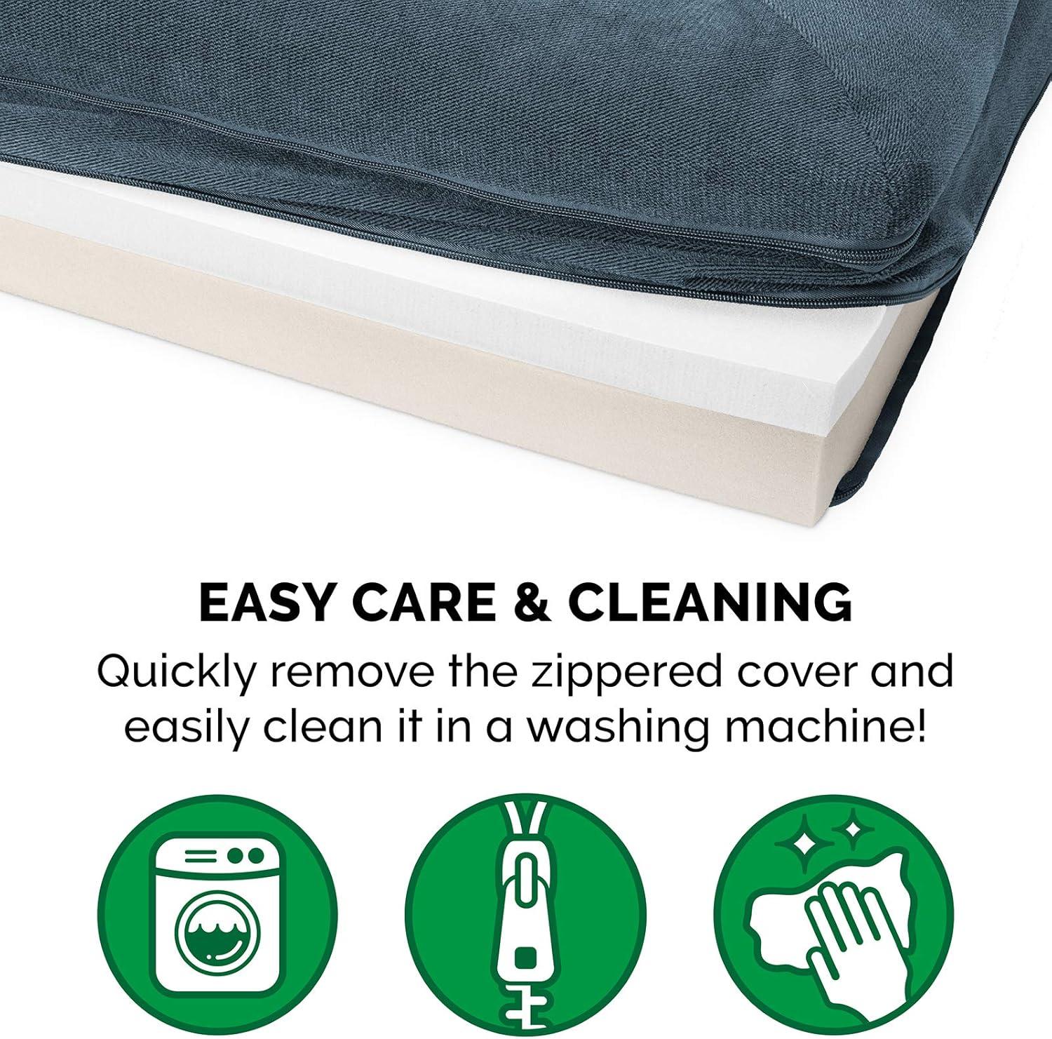 imageFurhaven Memory Foam Dog Bed for Large Dogs w Removable Bolsters ampamp Washable Cover For Dogs Up to 95 lbs Sherpa ampamp Chenille Sofa Orion Blue JumboXLSherpa Chenille Orion Blue