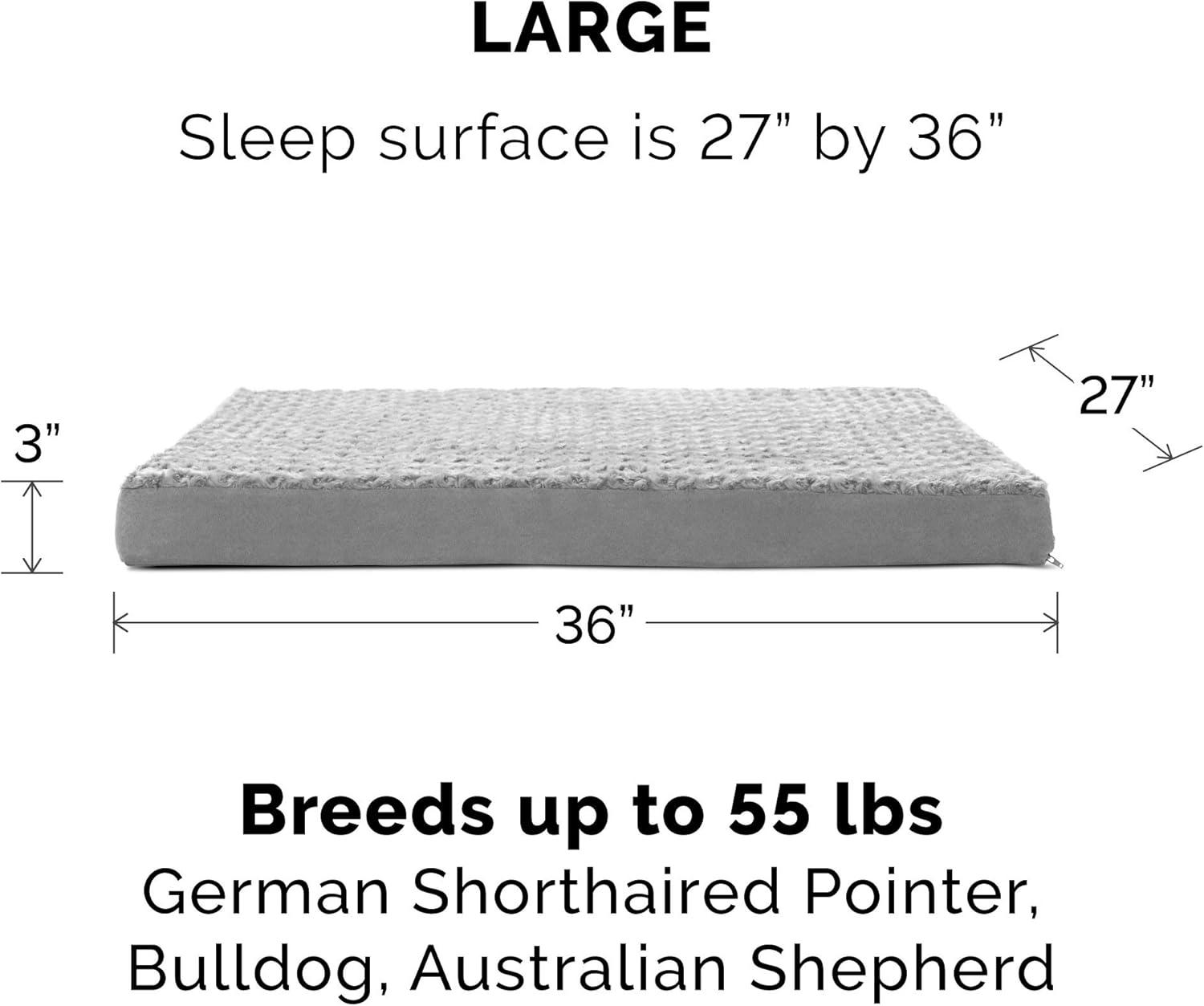 imageFurhaven Memory Foam Dog Bed for Large Dogs w Removable Washable Cover For Dogs Up to 125 lbs Ultra Plush Faux Fur ampamp Suede Mattress Gray Jumbo PlusXXLUltra Plush Curly Faux Fur Gray