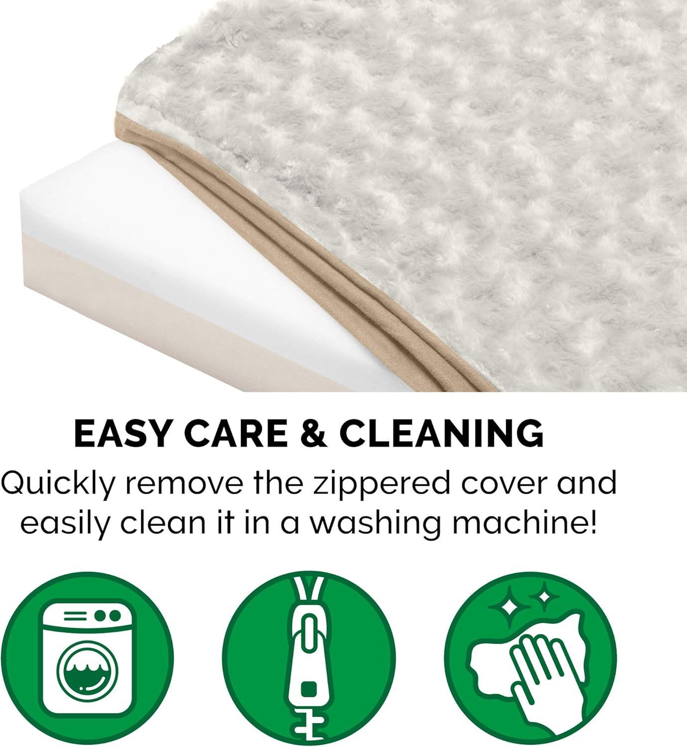 imageFurhaven Memory Foam Dog Bed for Large Dogs w Removable Washable Cover For Dogs Up to 125 lbs Ultra Plush Faux Fur ampamp Suede Mattress Gray Jumbo PlusXXLUltra Plush Curly Faux Fur Cream
