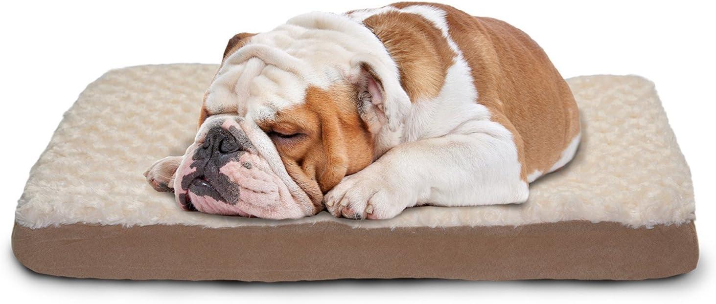 imageFurhaven Memory Foam Dog Bed for Large Dogs w Removable Washable Cover For Dogs Up to 125 lbs Ultra Plush Faux Fur ampamp Suede Mattress Gray Jumbo PlusXXLUltra Plush Curly Faux Fur Cream