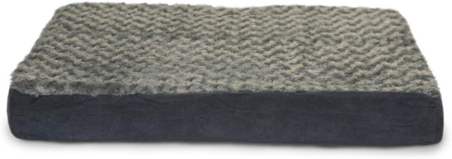 imageFurhaven Memory Foam Dog Bed for Large Dogs w Removable Washable Cover For Dogs Up to 125 lbs Ultra Plush Faux Fur ampamp Suede Mattress Gray Jumbo PlusXXLUltra Plush Curly Faux Fur Gray