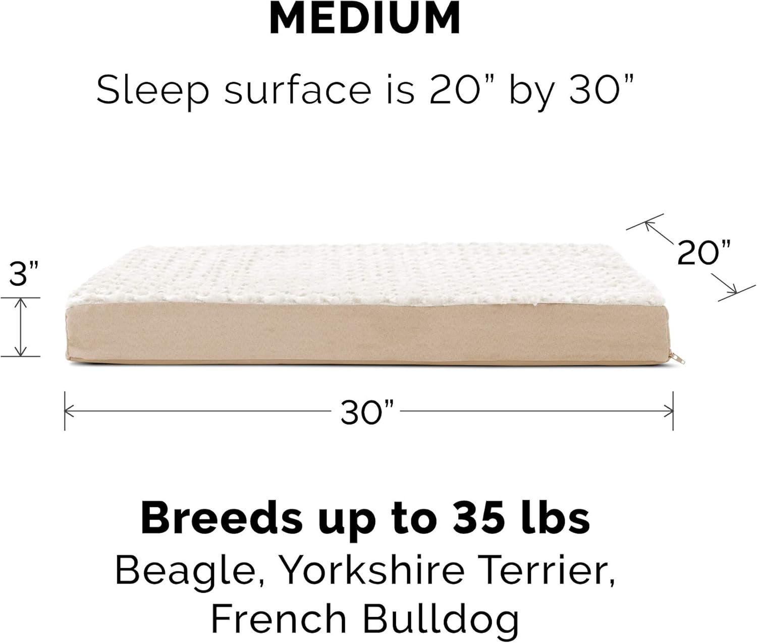 imageFurhaven Memory Foam Dog Bed for Large Dogs w Removable Washable Cover For Dogs Up to 125 lbs Ultra Plush Faux Fur ampamp Suede Mattress Gray Jumbo PlusXXLUltra Plush Curly Faux Fur Cream