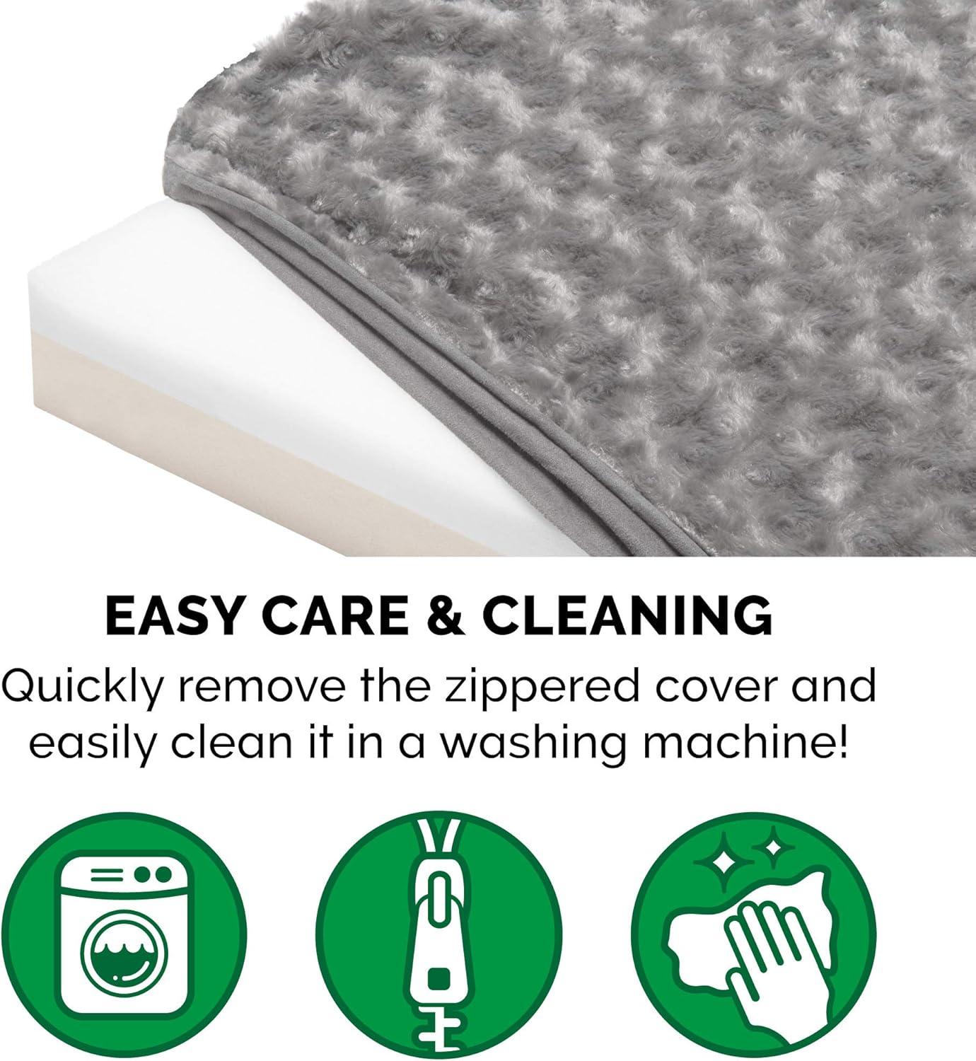 imageFurhaven Memory Foam Dog Bed for Large Dogs w Removable Washable Cover For Dogs Up to 125 lbs Ultra Plush Faux Fur ampamp Suede Mattress Gray Jumbo PlusXXLUltra Plush Curly Faux Fur Gray