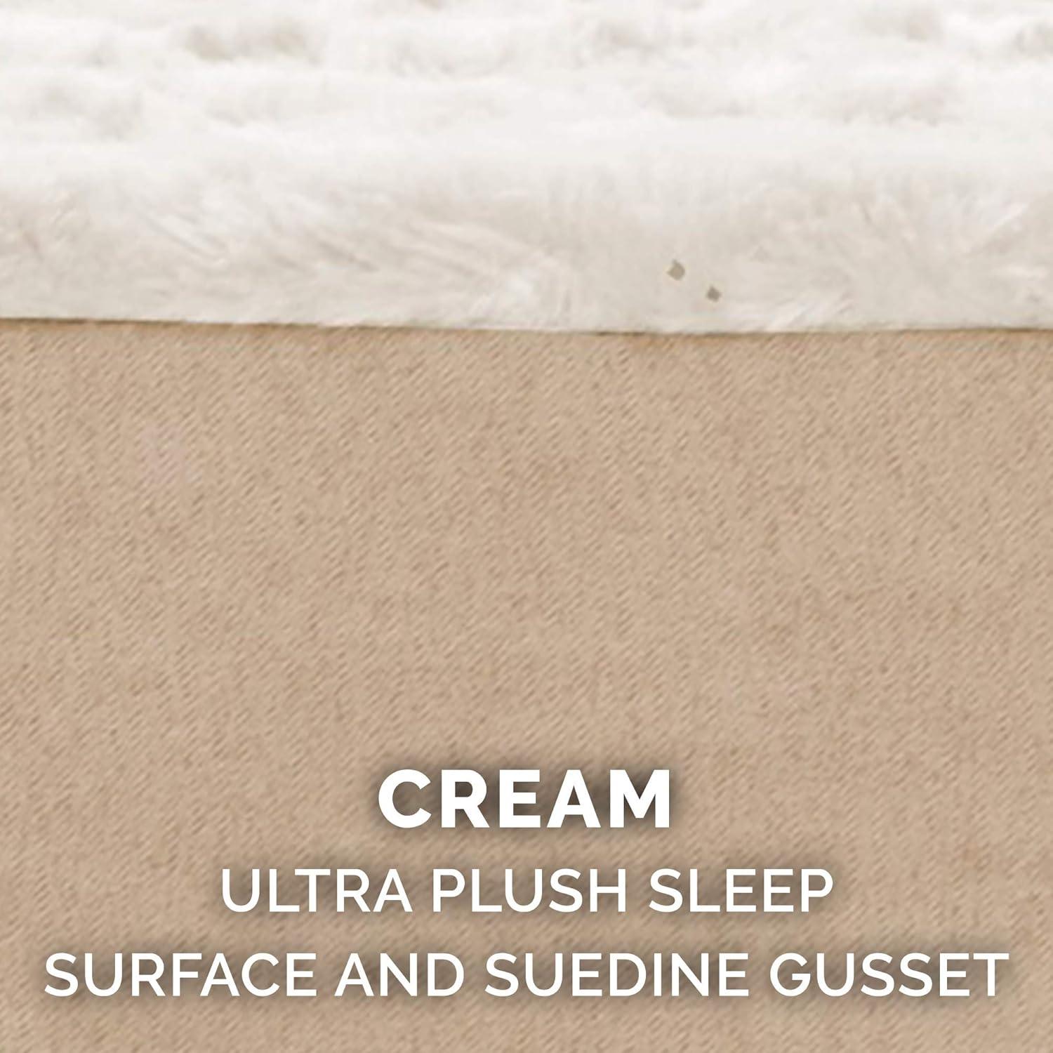 imageFurhaven Memory Foam Dog Bed for Large Dogs w Removable Washable Cover For Dogs Up to 125 lbs Ultra Plush Faux Fur ampamp Suede Mattress Gray Jumbo PlusXXLUltra Plush Curly Faux Fur Cream