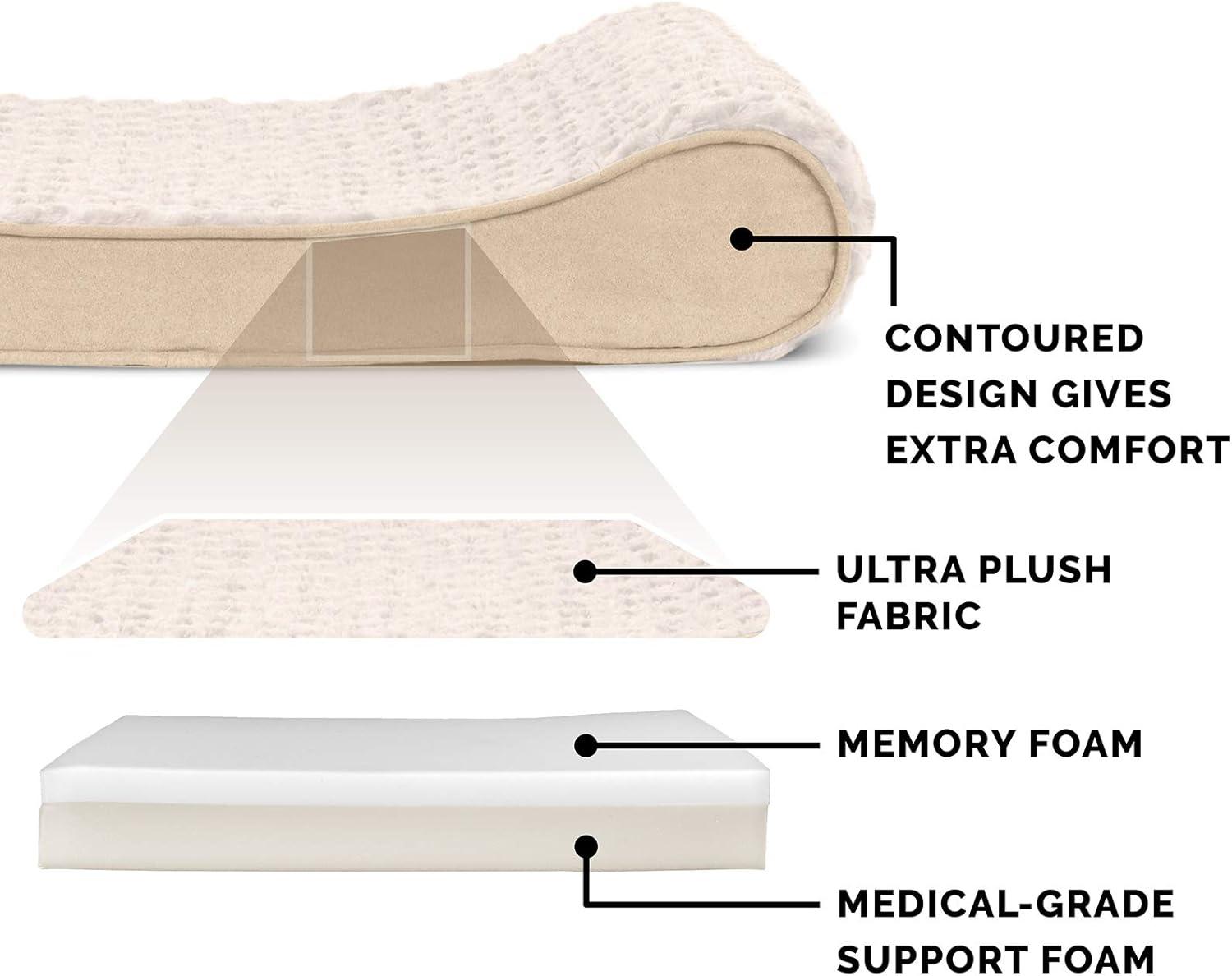 imageFurhaven Memory Foam Dog Bed for Large Dogs w Removable Washable Cover For Dogs Up to 150 lbs Ultra Plush Faux Fur ampamp Suede Luxe Lounger Contour Mattress Cream Jumbo PlusXXL