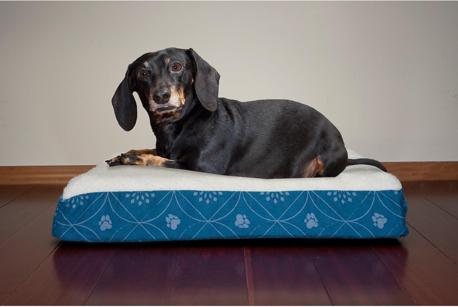 imageFurhaven Memory Foam Dog Bed for Large Dogs w Removable Washable Cover For Dogs Up to 95 lbs Ultra Plush Faux Fur ampamp Suede Mattress Chocolate JumboXLSherpa Paw Print Flannel Jade Green