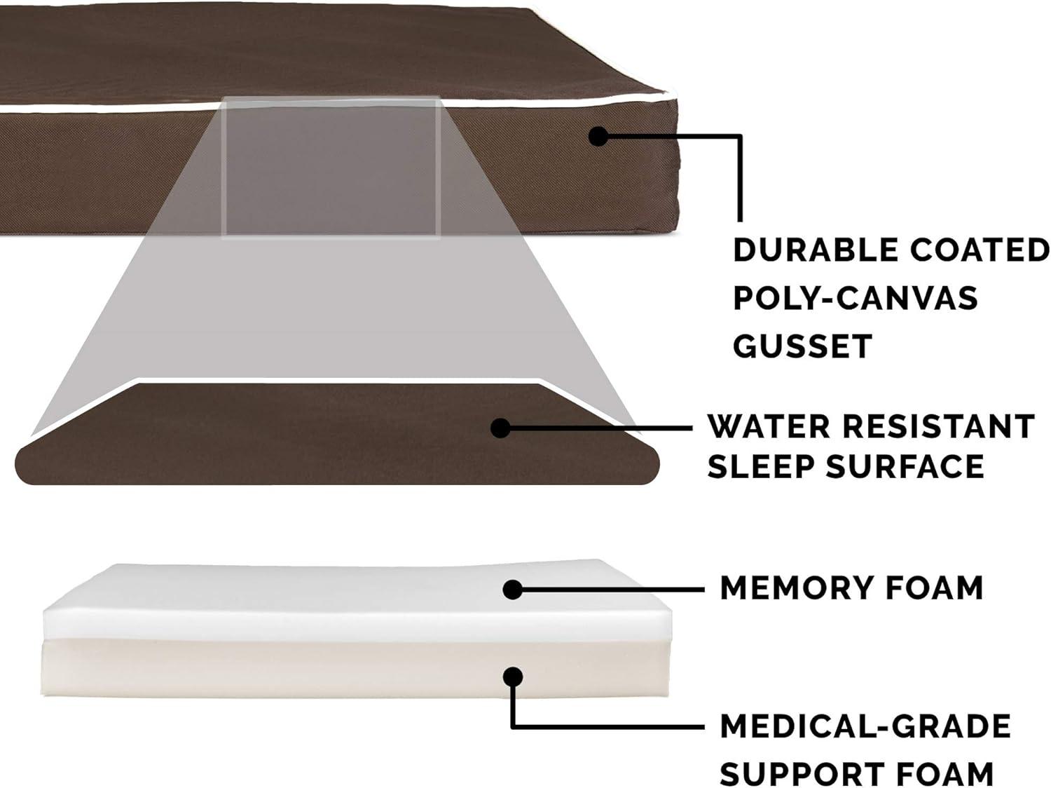 imageFurhaven Memory Foam Dog Bed for Large Dogs w Removable Washable Cover For Dogs Up to 95 lbs Ultra Plush Faux Fur ampamp Suede Mattress Chocolate JumboXLWaterResistant Solid Polycanvas Espresso