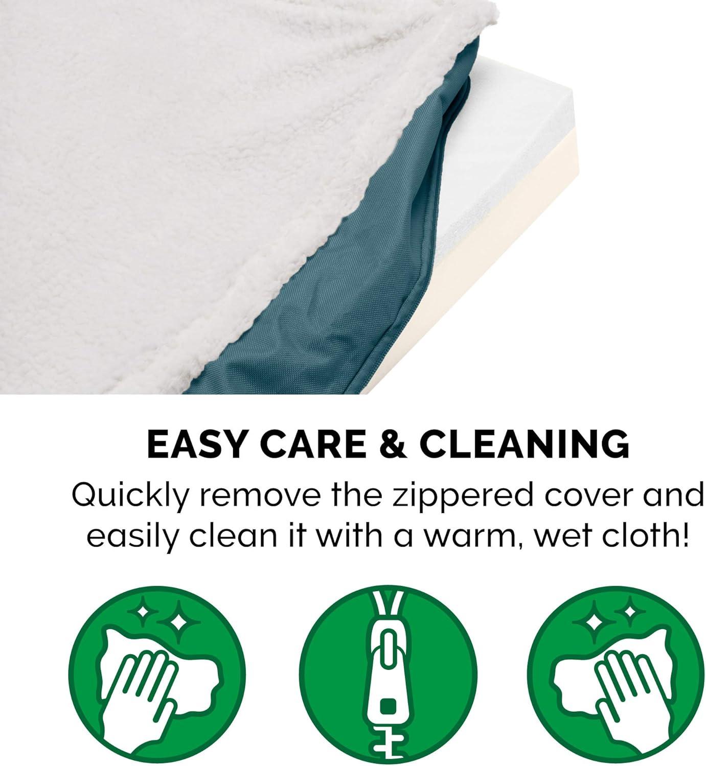 imageFurhaven Memory Foam Dog Bed for Large Dogs w Removable Washable Cover For Dogs Up to 95 lbs Ultra Plush Faux Fur ampamp Suede Mattress Chocolate JumboXLConvertible Sherpa Top Marine Blue
