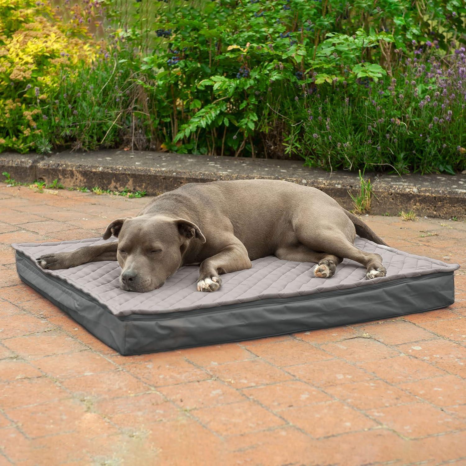 imageFurhaven Memory Foam Dog Bed for Large Dogs w Removable Washable Cover For Dogs Up to 95 lbs Ultra Plush Faux Fur ampamp Suede Mattress Chocolate JumboXLConvertible Quilt Top Gray