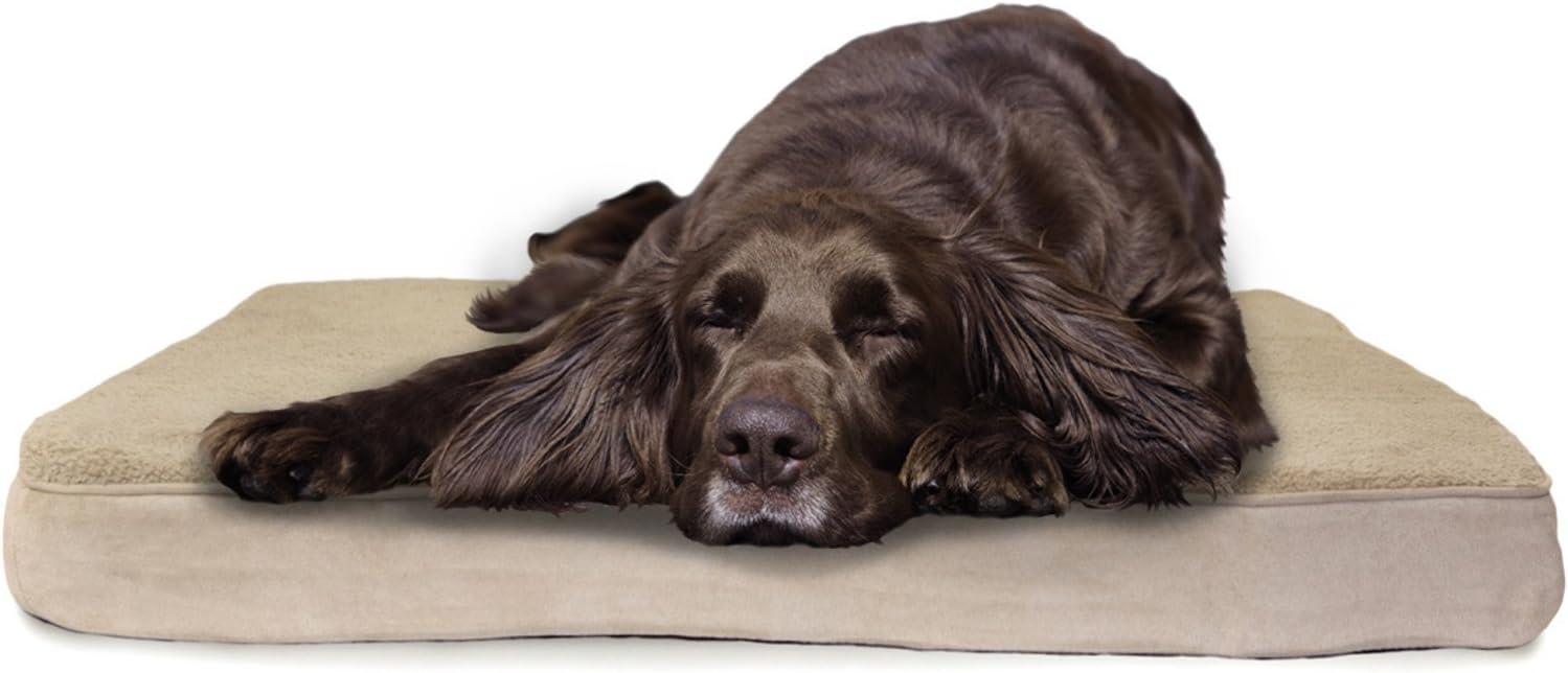 imageFurhaven Memory Foam Dog Bed for Large Dogs w Removable Washable Cover For Dogs Up to 95 lbs Ultra Plush Faux Fur ampamp Suede Mattress Chocolate JumboXLTerry Suede Espresso