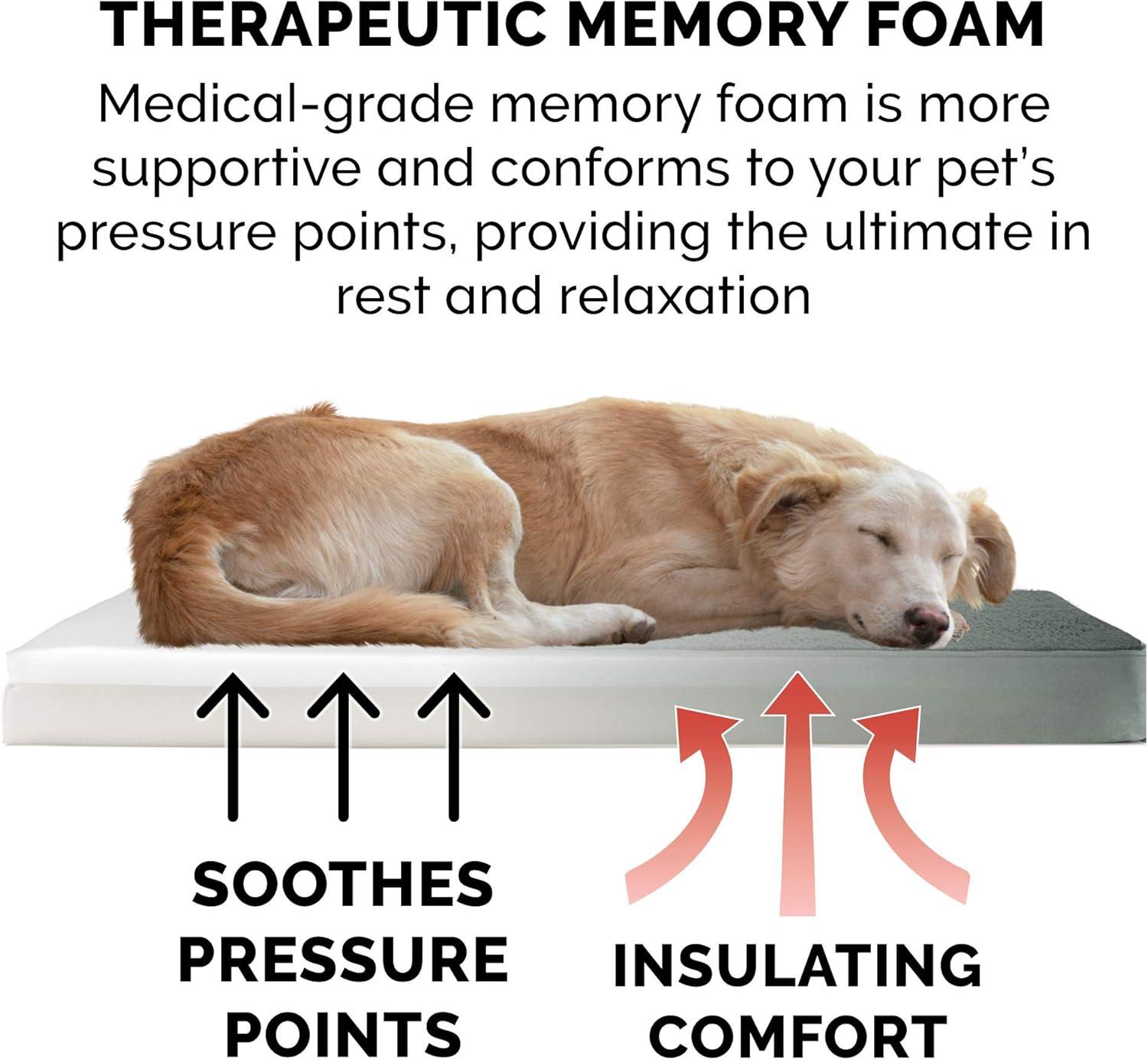 imageFurhaven Memory Foam Dog Bed for Large Dogs w Removable Washable Cover For Dogs Up to 95 lbs Ultra Plush Faux Fur ampamp Suede Mattress Chocolate JumboXLTerry Suede Forest